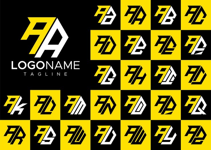 Vector conjunto de diseño de logotipo de letra a hexagonal. paquete de plantilla de logotipo de letra a moderna.