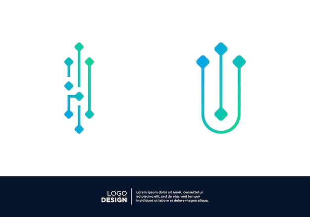 Conjunto de diseño de logotipo de la letra I para el símbolo de la tecnología digital