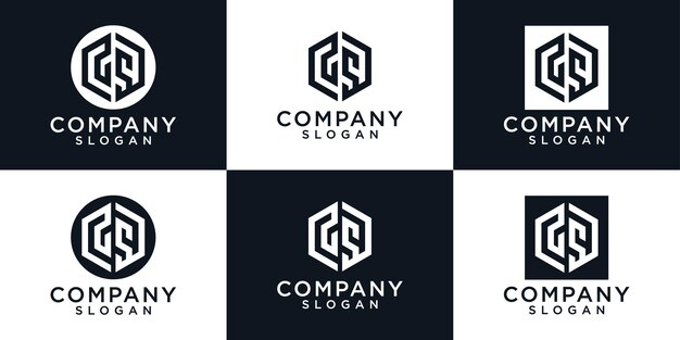 conjunto de diseño de logotipo de letra de iniciales creativas