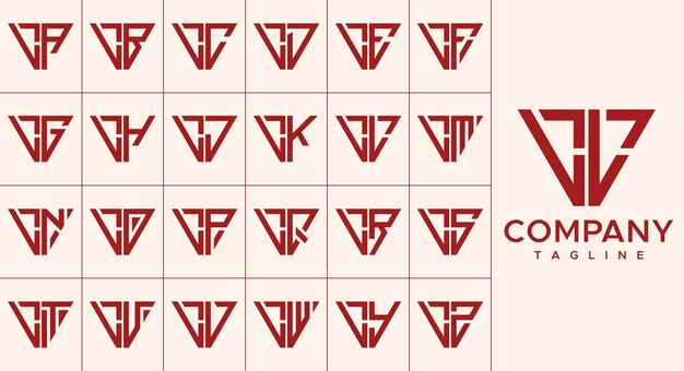Conjunto de diseño de logotipo de letra L de triángulo de línea moderna.