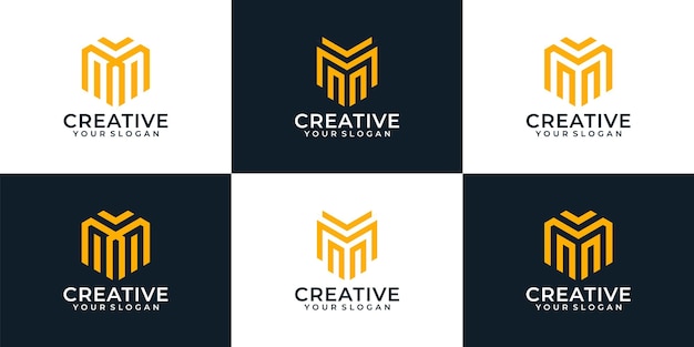 Conjunto de diseño de logotipo letra m geométrica inspiradora creativa