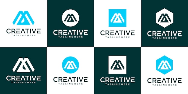 Conjunto de diseño de logotipo de letra m monograma creativo Vector Premium