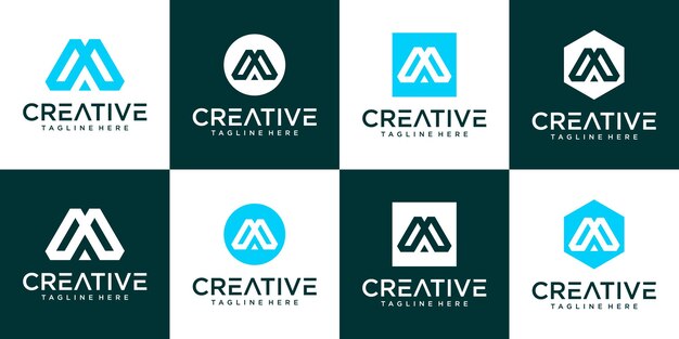 Conjunto de diseño de logotipo de letra m monograma creativo vector premium