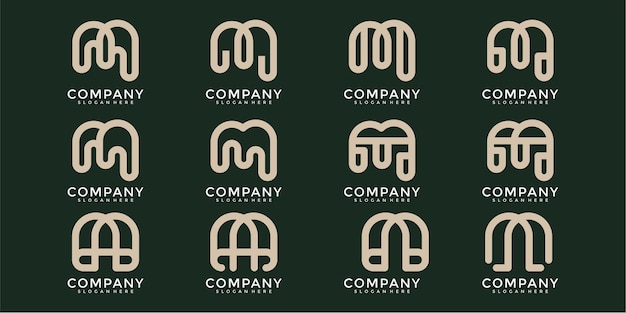 Conjunto de diseño de logotipo de letra m monograma creativo