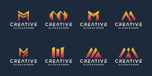 Conjunto de diseño de logotipo letra m