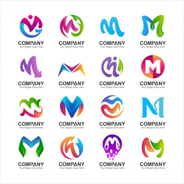 Conjunto De Diseño De Logotipo De La Letra M