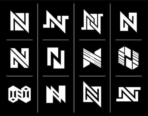 Conjunto de diseño de logotipo de letra N de monograma de línea moderna