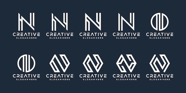 Conjunto de diseño de logotipo letra N