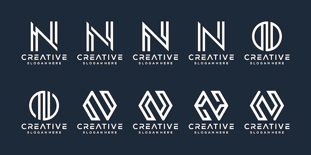 Conjunto de diseño de logotipo letra n