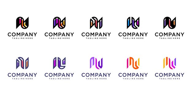 Vector conjunto de diseño de logotipo letra n