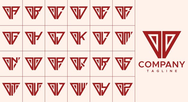 Conjunto de diseño de logotipo de letra O de triángulo de línea moderna.