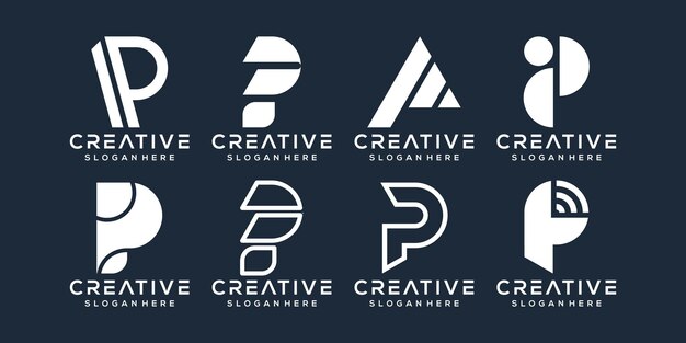 Conjunto de diseño de logotipo letra p