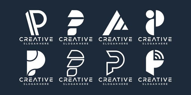 Vector conjunto de diseño de logotipo letra p