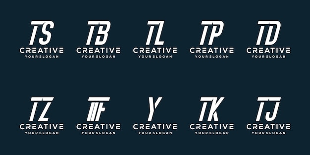 conjunto de diseño de logotipo de letra t de paquete