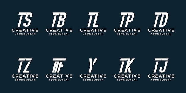 Vector conjunto de diseño de logotipo de letra t de paquete