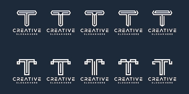 Vector conjunto de diseño de logotipo letra t