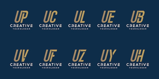 Conjunto de diseño de logotipo de letra u de paquete