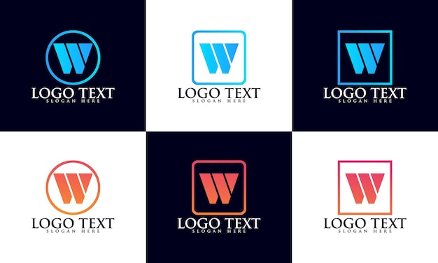 Conjunto de diseño de logotipo letra w con estilo cuadrado. colección de logotipos de letra w