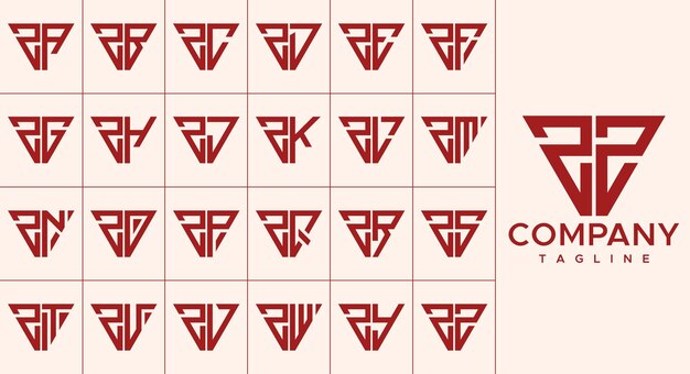 Conjunto de diseño de logotipo de letra Z de triángulo de línea moderna.