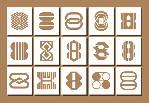 Conjunto de diseño de logotipo de línea minimalista resumen número 8