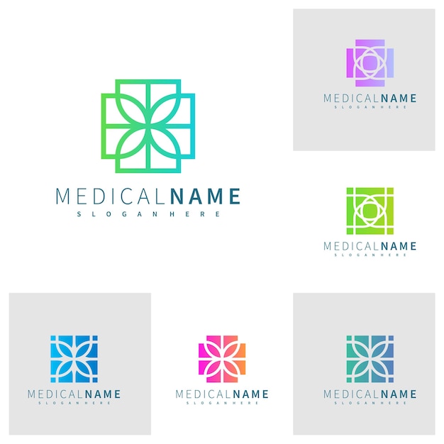 Conjunto de diseño de logotipo de lujo de hoja abstracta Diseños de logotipos de ideas de flores creativas Plantilla de ilustración vectorial