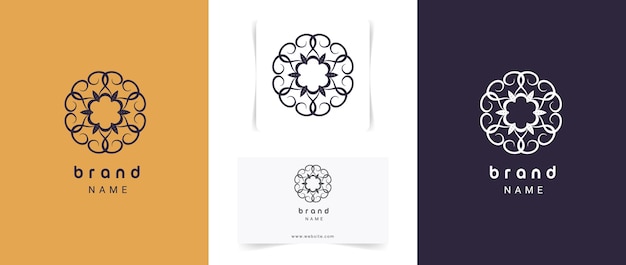 conjunto de diseño de logotipo de mandala abstracto de lujo