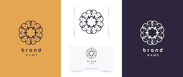 Conjunto de diseño de logotipo de mandala abstracto de lujo