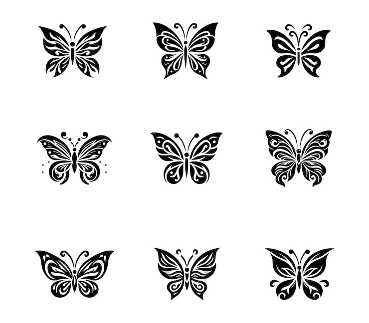 Conjunto de un diseño de logotipo de mariposa Colección de símbolos de mariposa plantilla de mariposa abstracta creativa