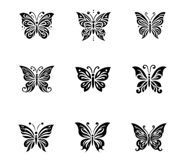 Conjunto de un diseño de logotipo de mariposa Colección de símbolos de mariposa plantilla de mariposa abstracta creativa