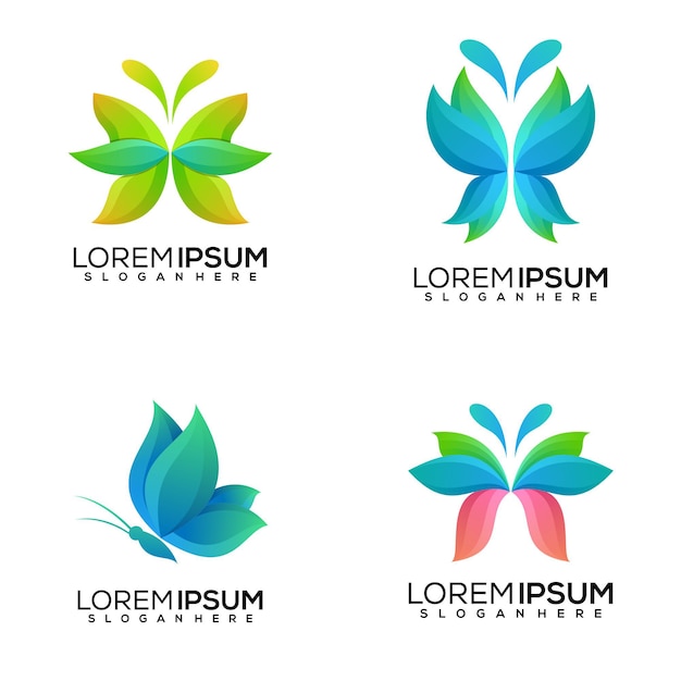 Conjunto de diseño de logotipo de mariposa