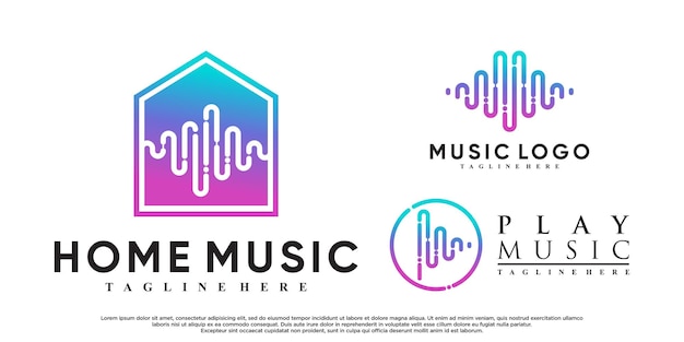 Conjunto de diseño de logotipo de medios musicales con concepto moderno vector premium