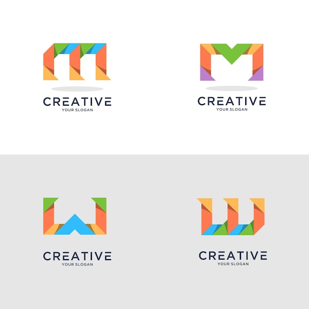 Conjunto de diseño de logotipo moderno letra m