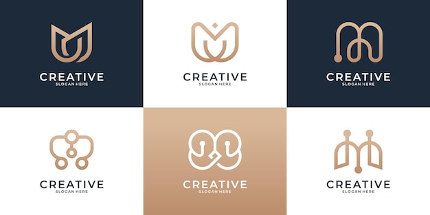 Conjunto de diseño de logotipo de monograma abstracto letra inicial m