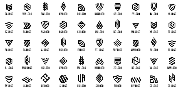 conjunto de diseño de logotipo de monograma abstracto