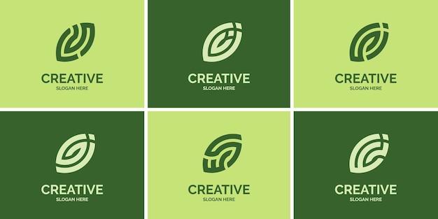 Conjunto de diseño de logotipo de monograma abstracto