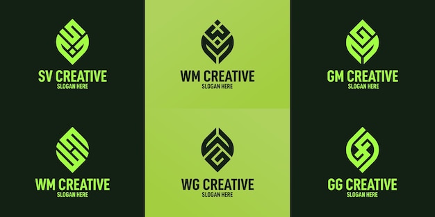conjunto de diseño de logotipo de monograma abstracto