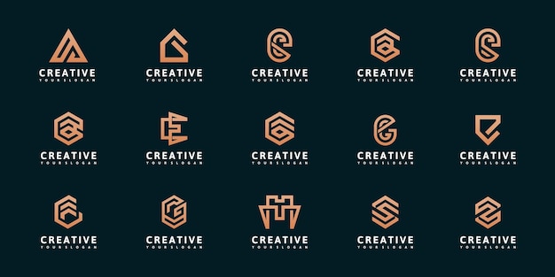 Conjunto de diseño de logotipo de monograma az inicial abstracto, iconos para negocios de lujo