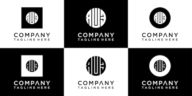 conjunto de diseño de logotipo de monograma de círculo creativo