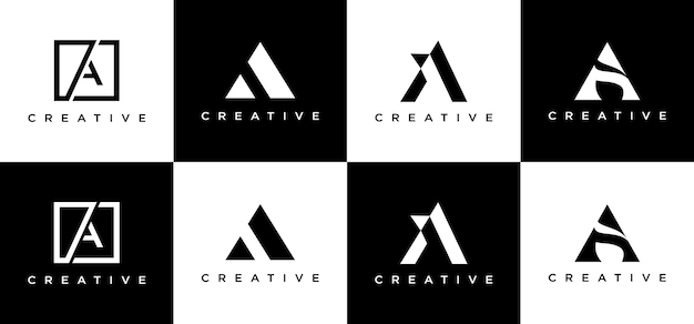 Conjunto de diseño de logotipo monograma creativo letra a