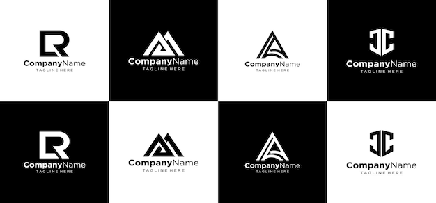 Conjunto de diseño de logotipo de monograma creativo