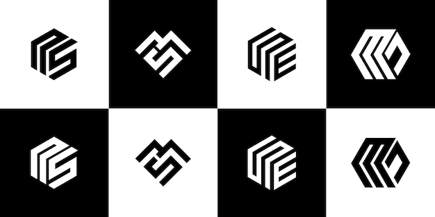 Conjunto de diseño de logotipo de monograma creativo