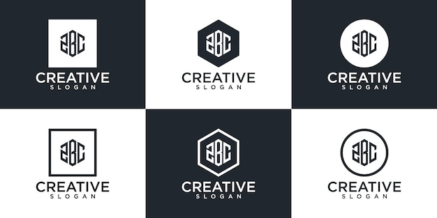 Conjunto de diseño de logotipo de monograma hexagonal creativo