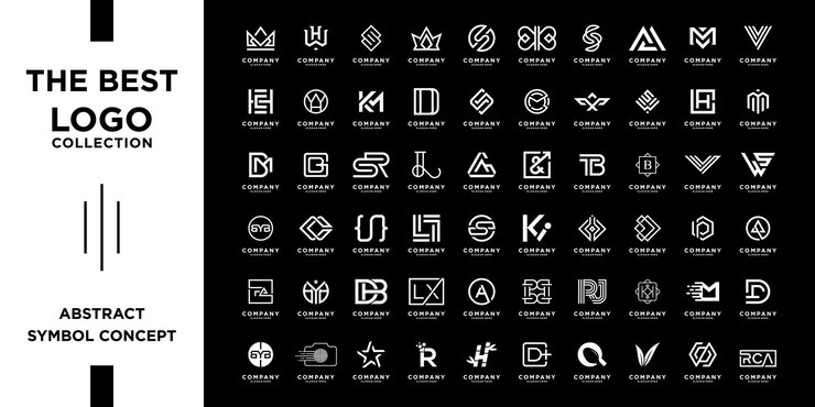 Conjunto de diseño de logotipo de monograma inicial abstracto de la a a la z