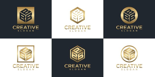 Conjunto de diseño de logotipo de monograma de oro creativo