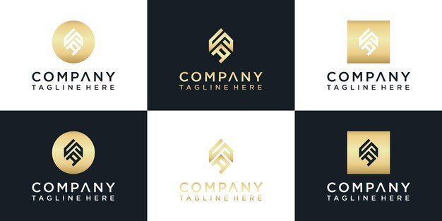 conjunto de diseño de logotipo de monograma de oro creativo