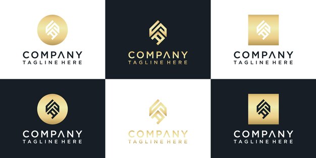 Conjunto de diseño de logotipo de monograma de oro creativo