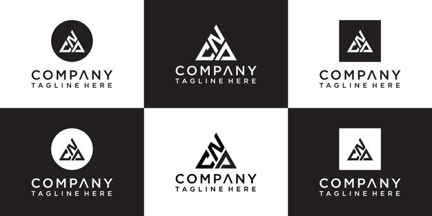 Conjunto de diseño de logotipo de monograma de triángulo creativo