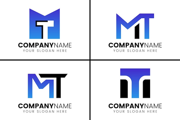 Conjunto de diseño de logotipo mt inicial