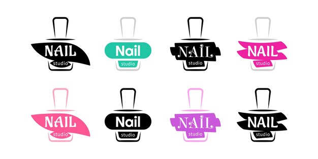 Conjunto de diseño de logotipo de Nail Studio Vector