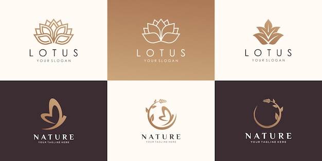 Conjunto de diseño de logotipo natural.